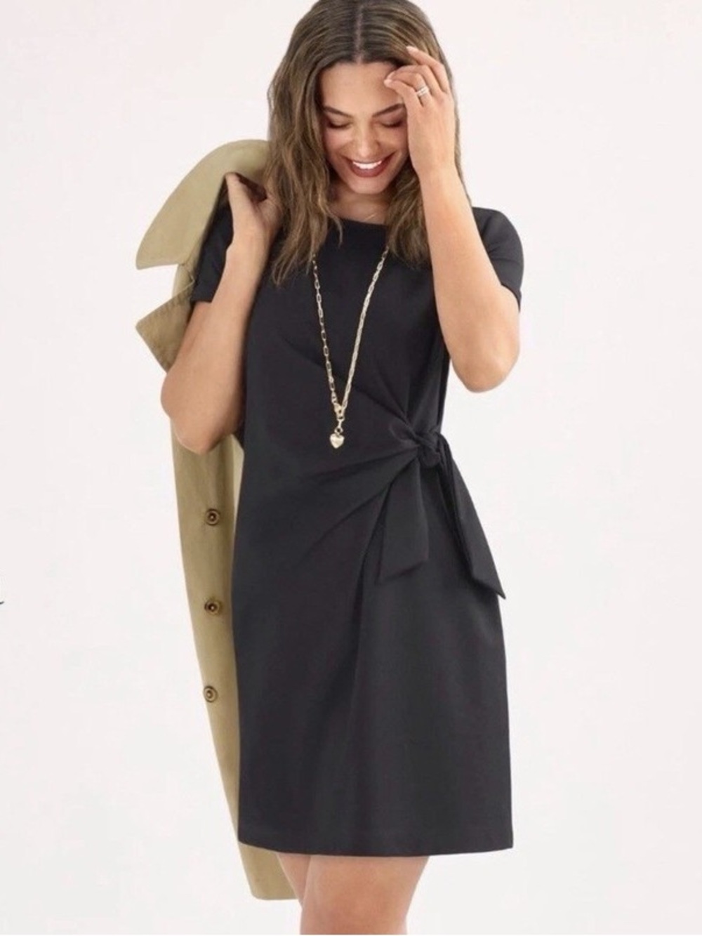 NEW CAbi 6808 Riviera Side Tie Wrap Style Dress Black Size Large